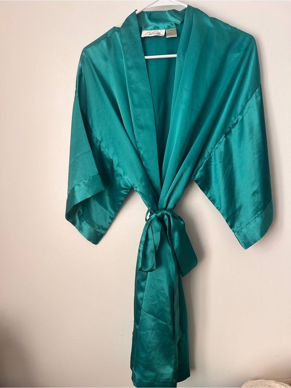 Teal Satin Nighttime Sleepwear Robe